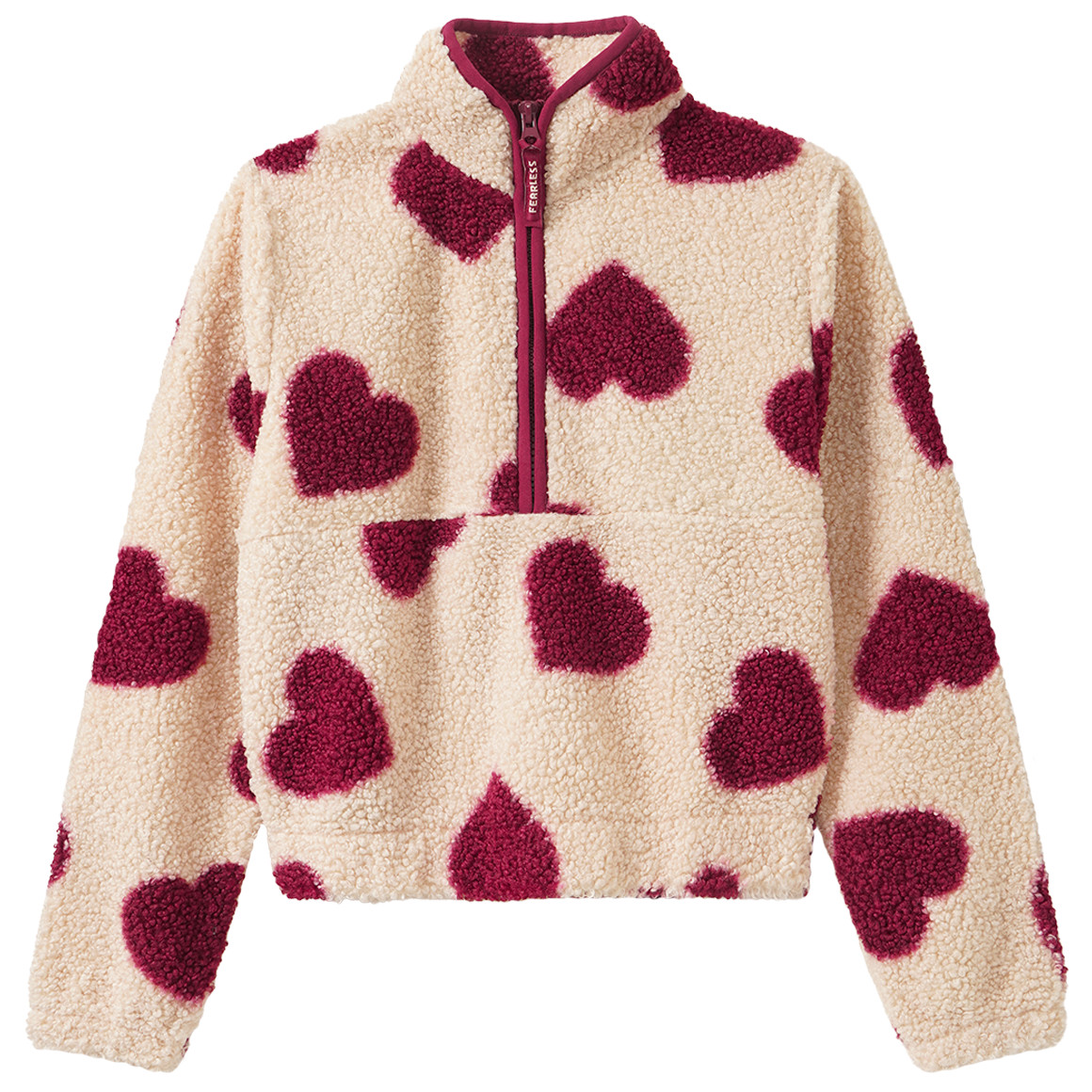 Mädchen Plüsch-Pullover mit Herzen allover