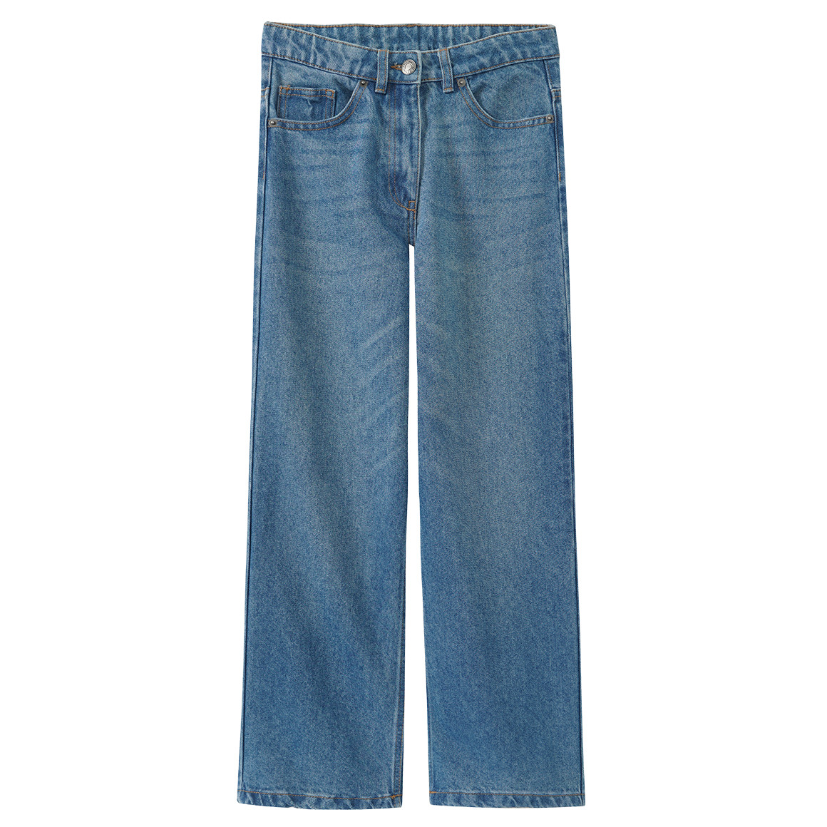 Mädchen Wide-Leg-Jeans mit verstellbarem Bund