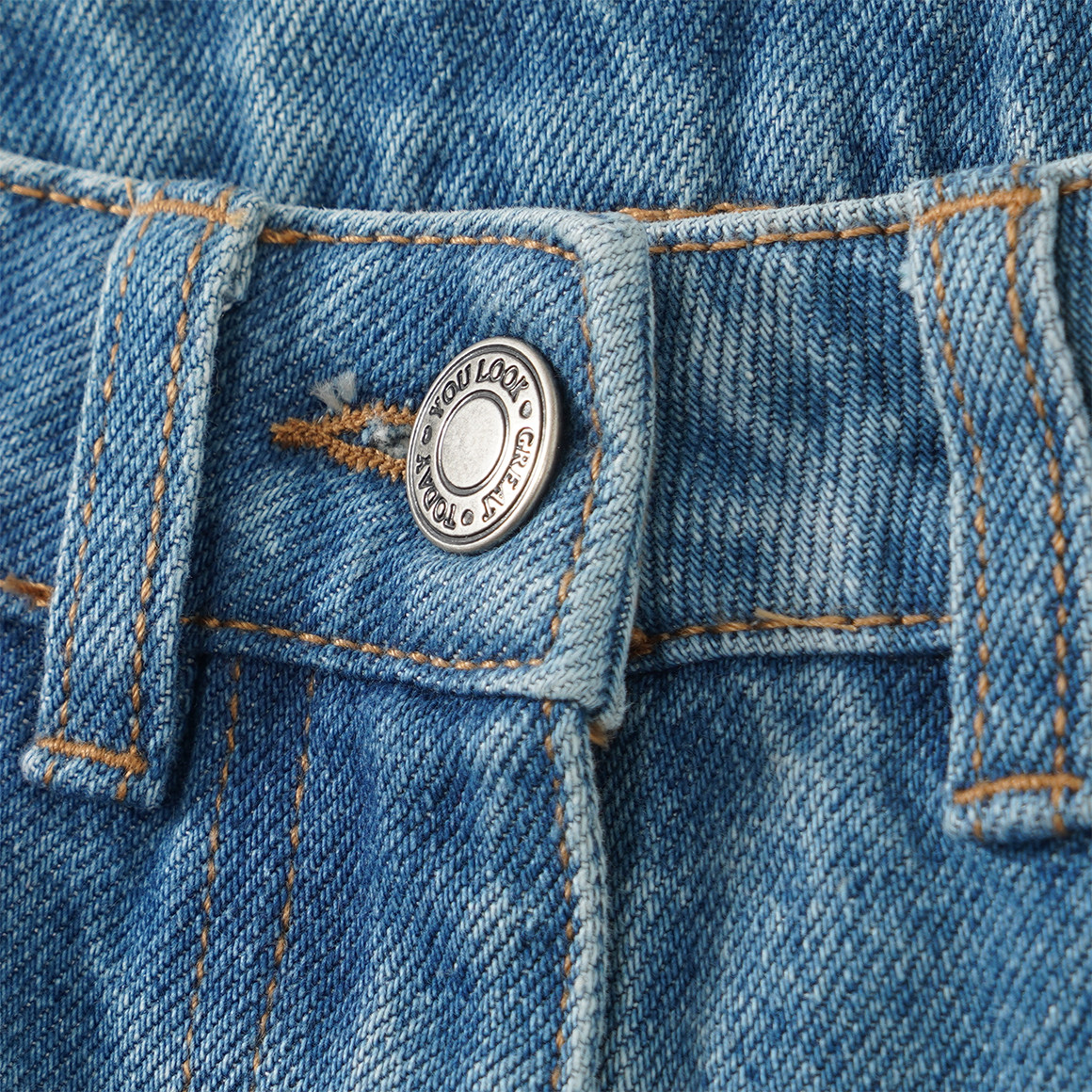 Mädchen Wide-Leg-Jeans mit verstellbarem Bund