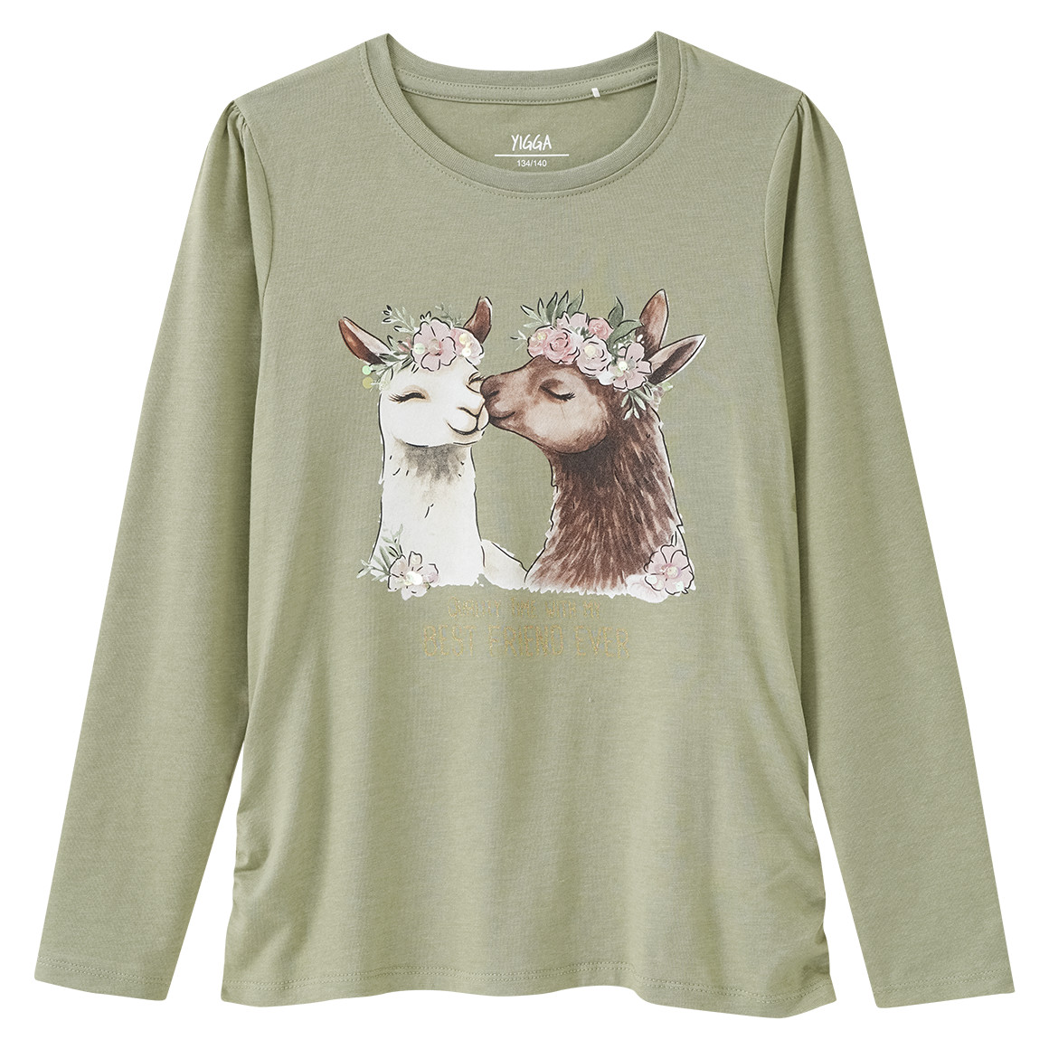 Mädchen Langarmshirt mit Alpaka-Motiv
