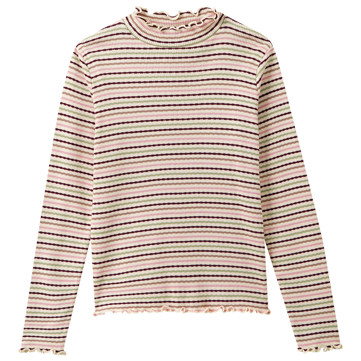 Mädchen Langarmshirt mit Wellenbündchen
