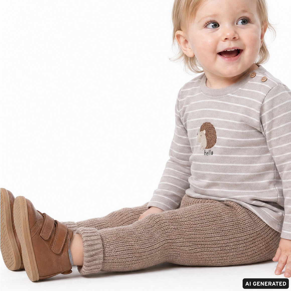 Gebreide babybroek met ribbelstructuur