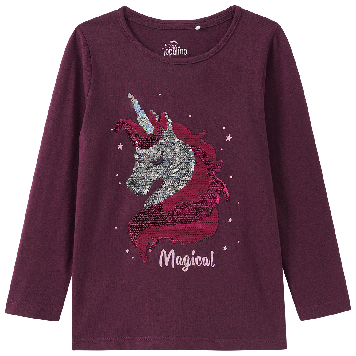 Mädchen Langarmshirt mit Wendepailletten