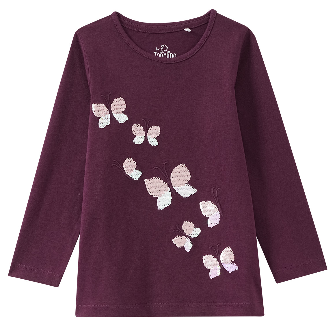Mädchen Langarmshirt mit Wendepailletten