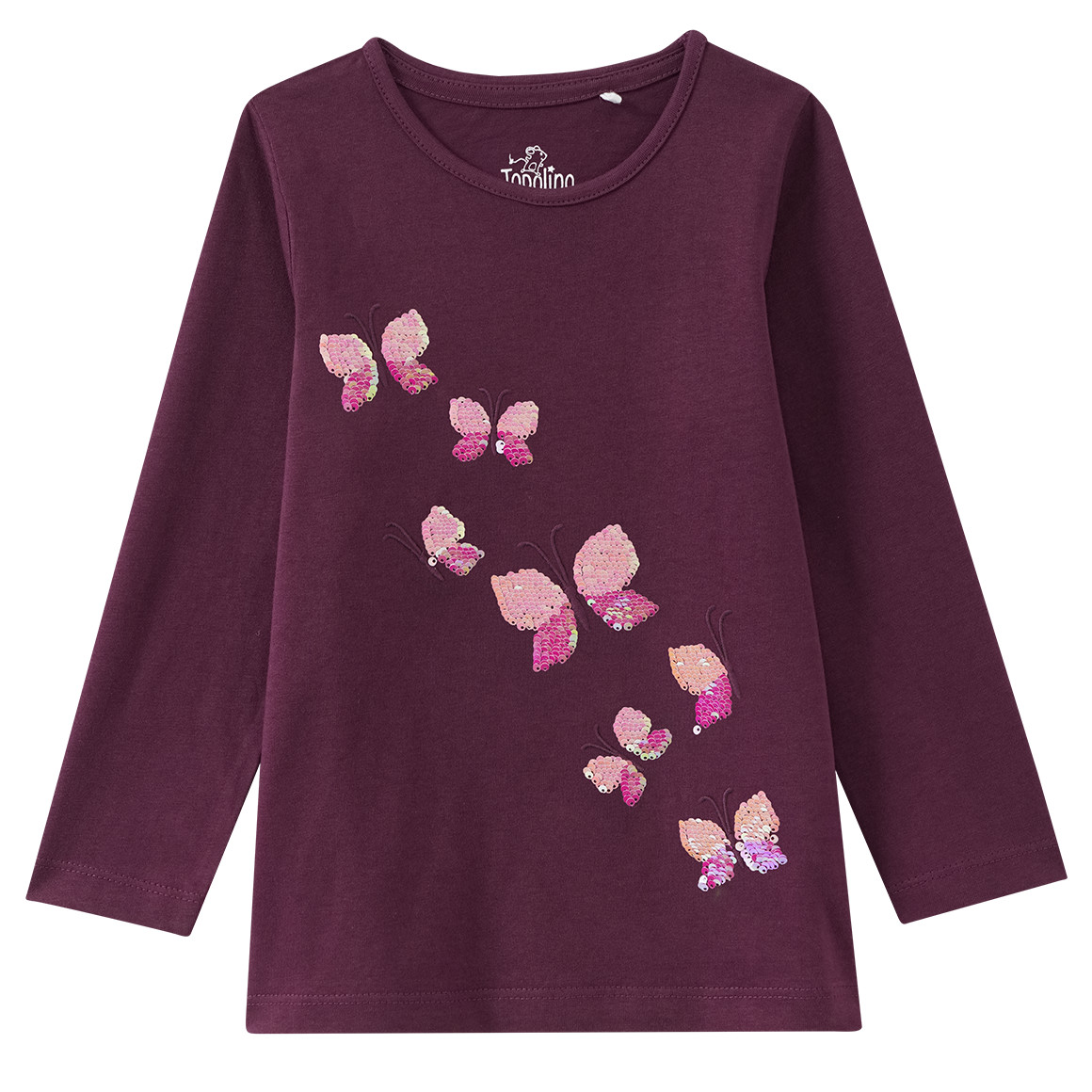 Mädchen Langarmshirt mit Wendepailletten