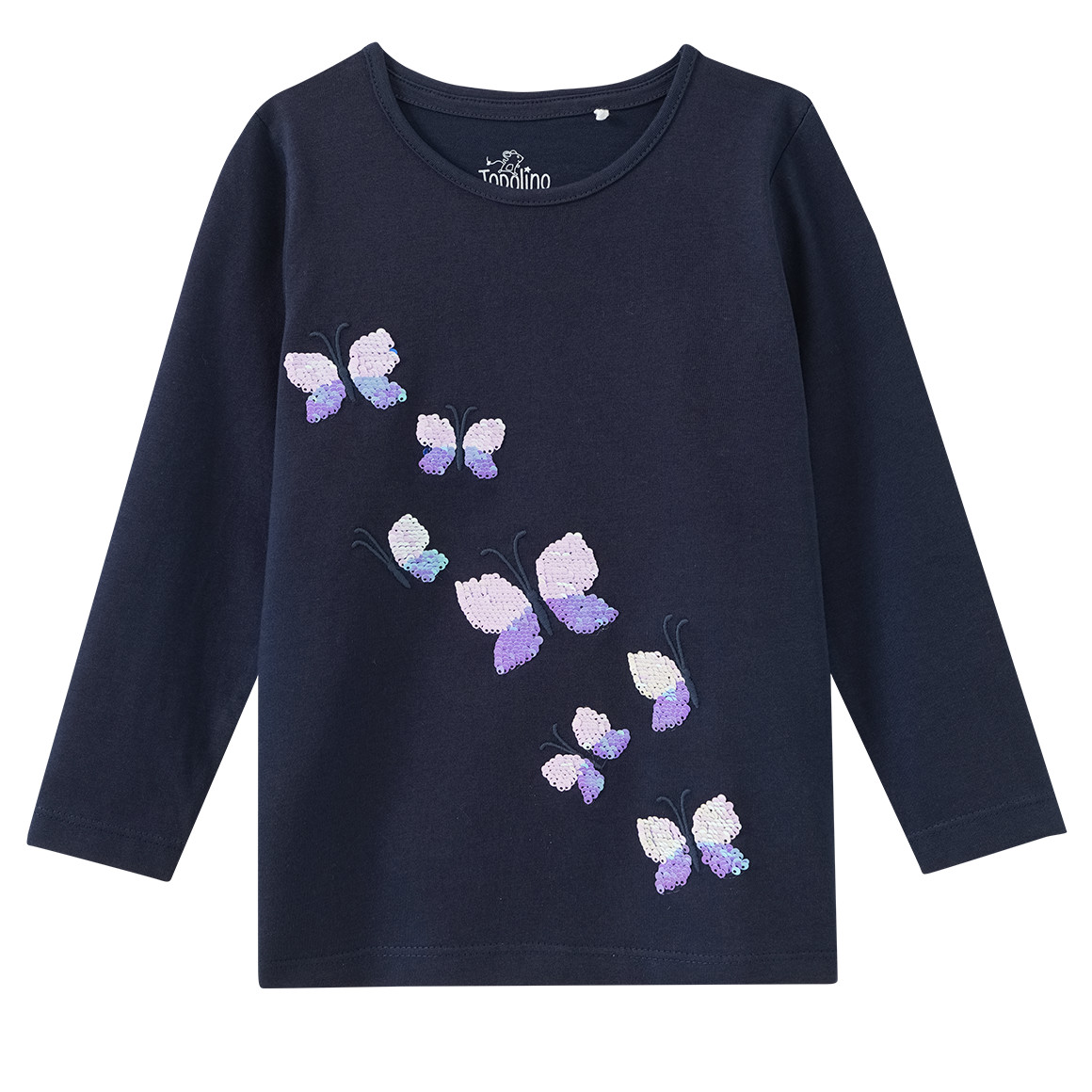 Mädchen Langarmshirt mit Wendepailletten