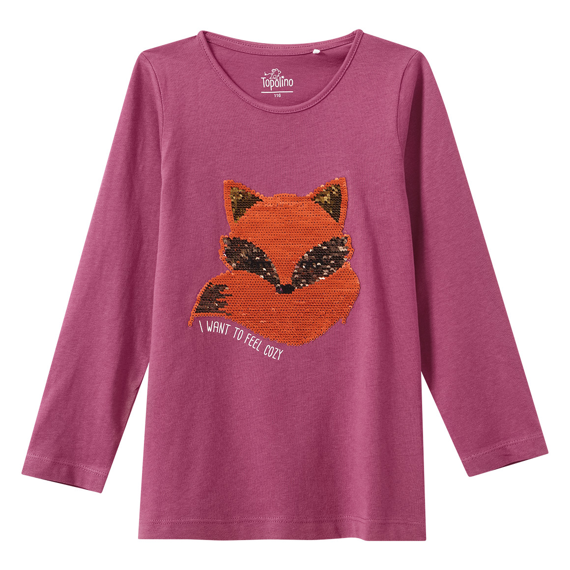 Mädchen Langarmshirt mit Wendepailletten