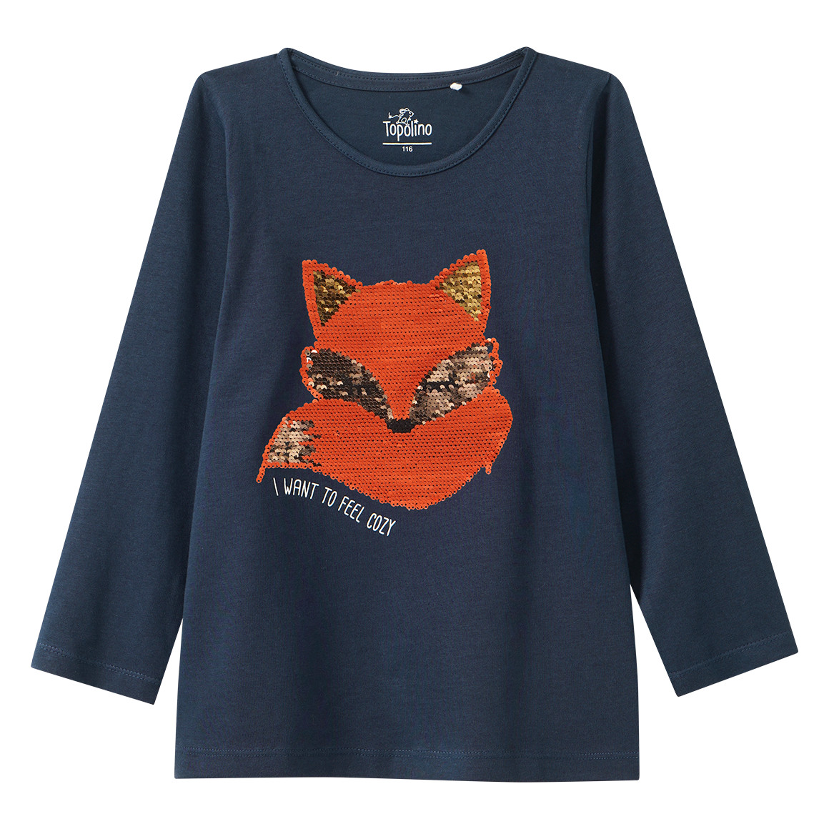 Mädchen Langarmshirt mit Wendepailletten