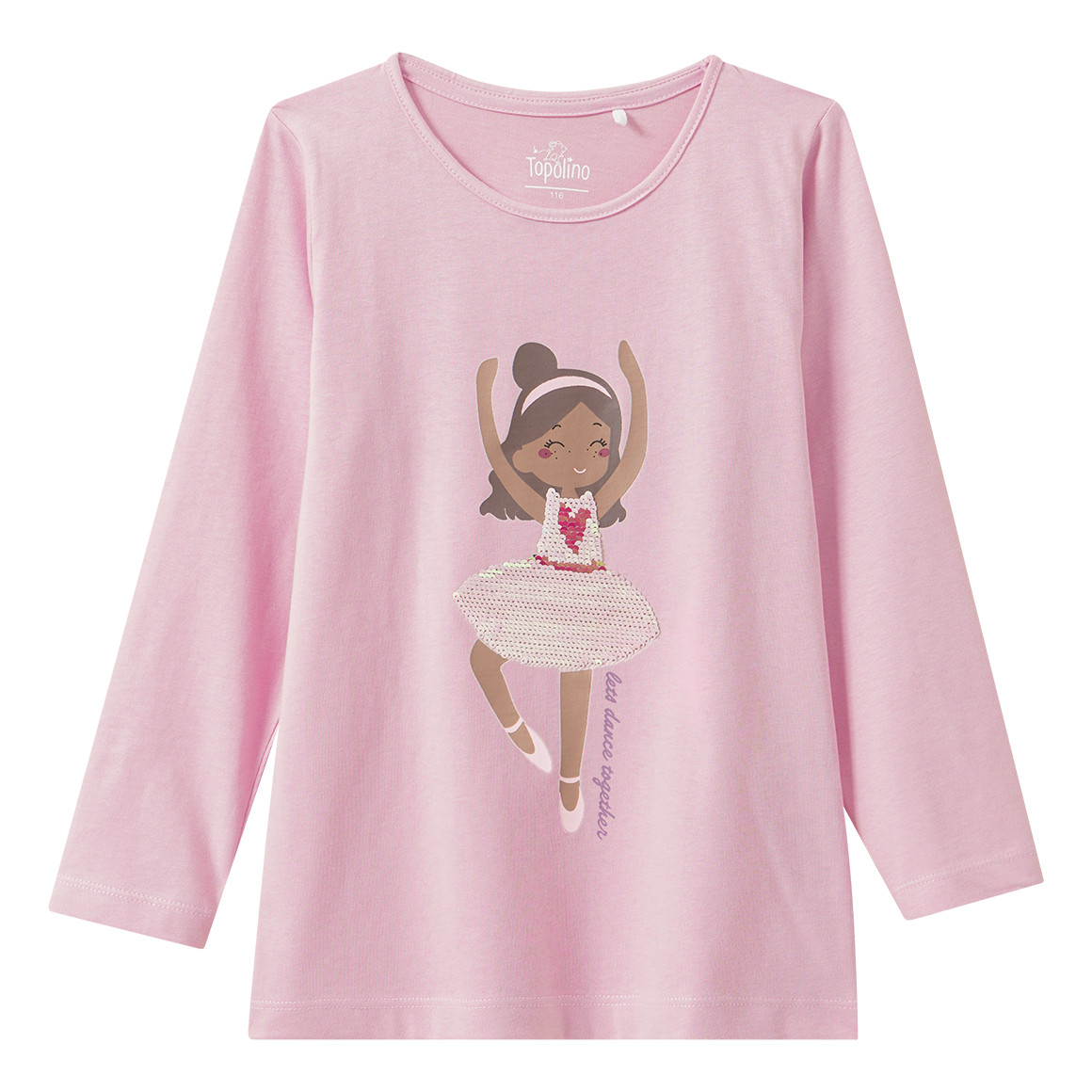 Mädchen Langarmshirt mit Wendepailletten