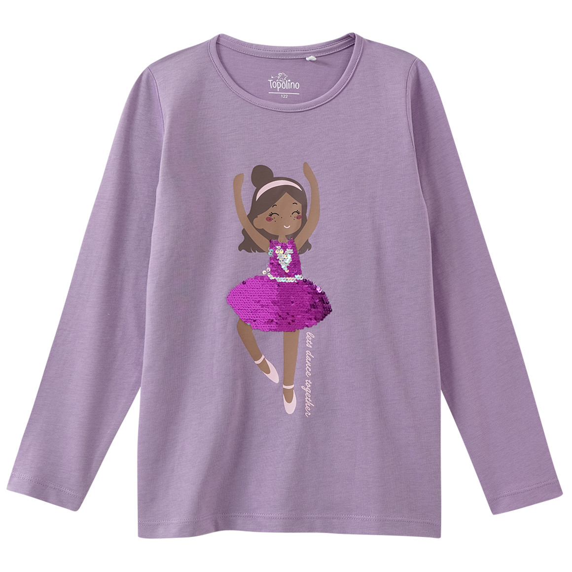 Mädchen Langarmshirt mit Wendepailletten