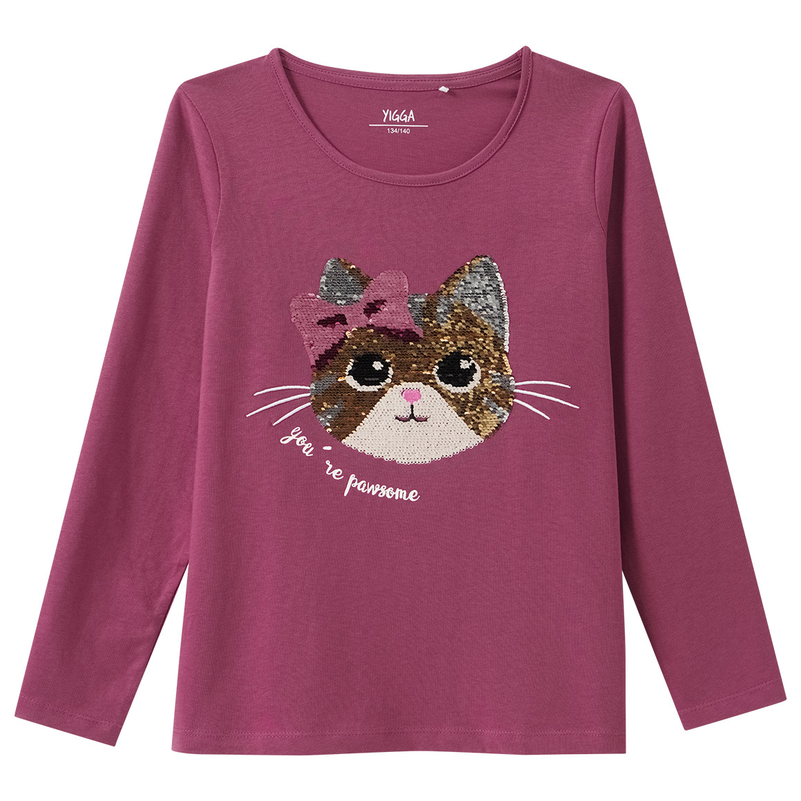Mädchen Langarmshirt mit Wendepailletten