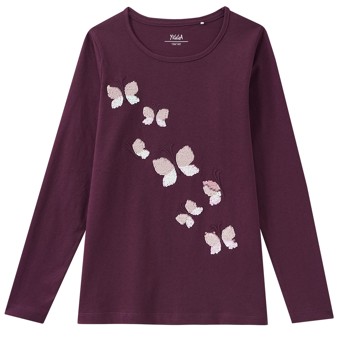 Mädchen Langarmshirt mit Wendepailletten