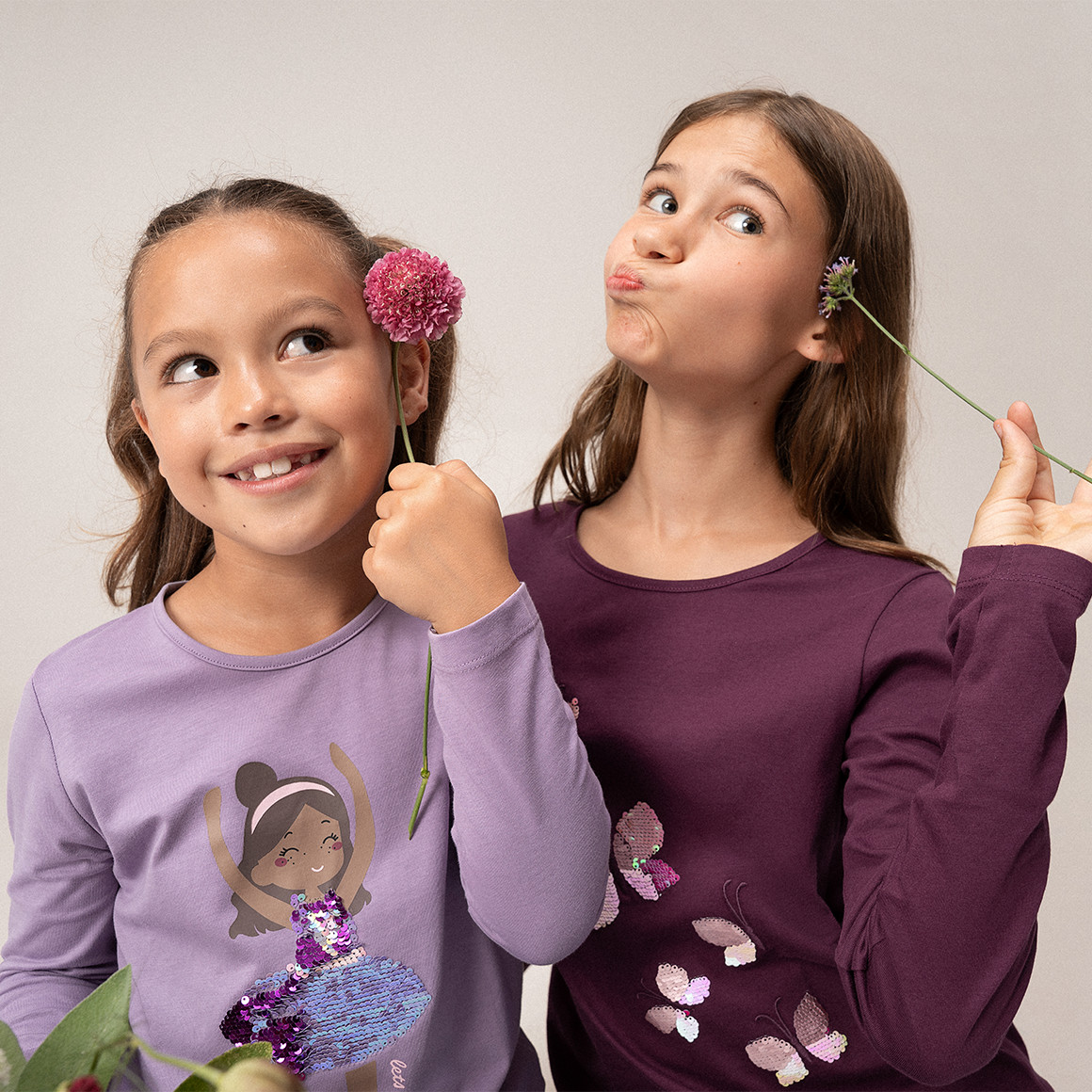Mädchen Langarmshirt mit Wendepailletten