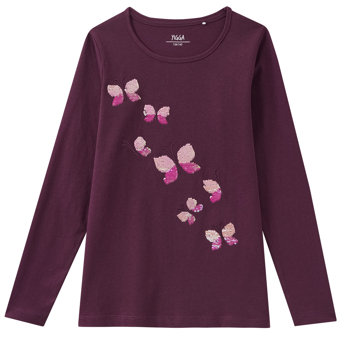 Mädchen Langarmshirt mit Wendepailletten