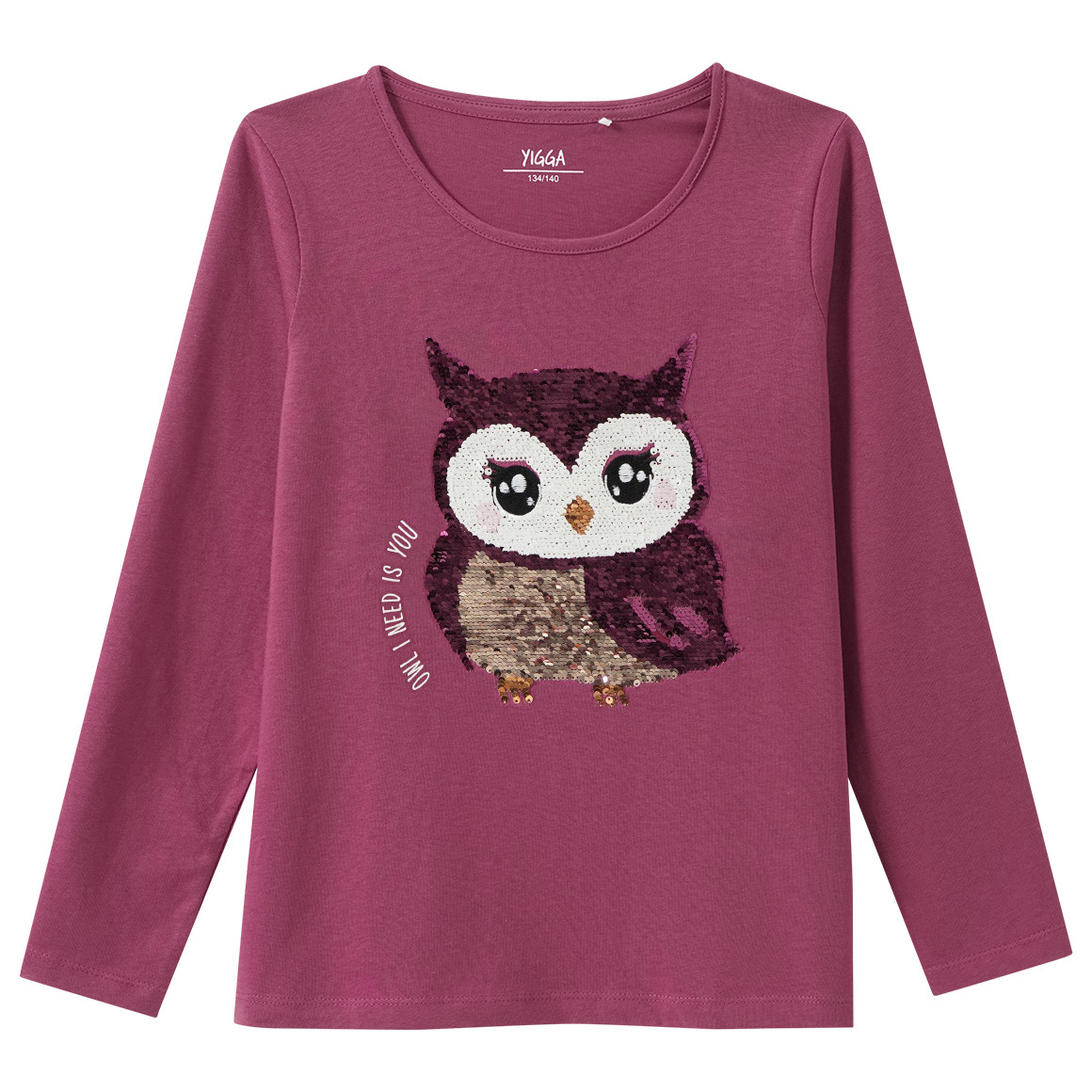 Mädchen Langarmshirt mit Wendepailletten