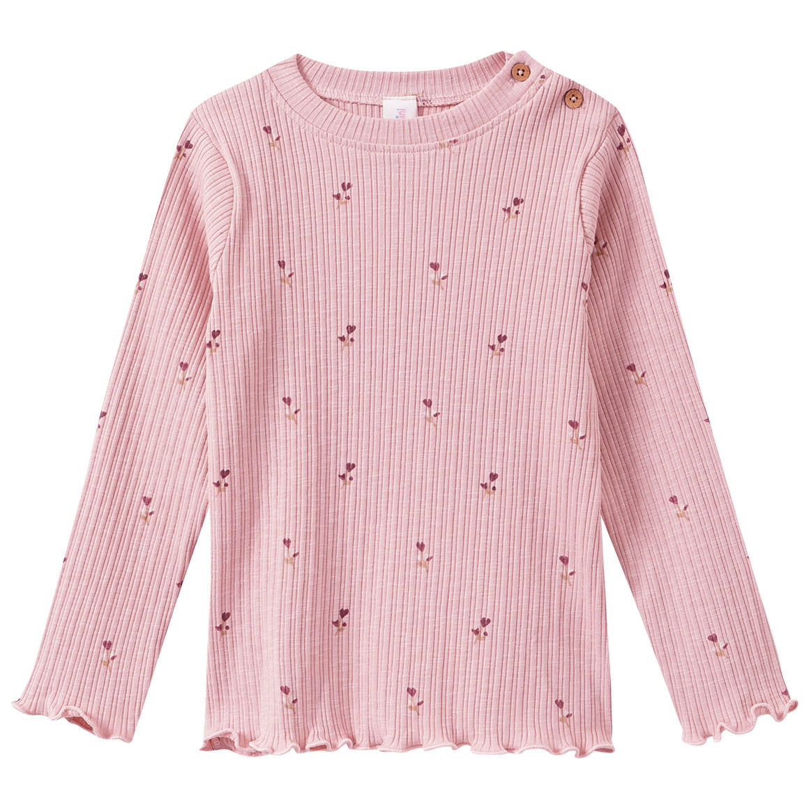 Mädchen Langarmshirt mit Rippstruktur