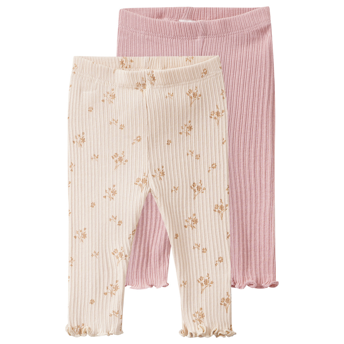 2 Newborn Leggings mit Rippstruktur