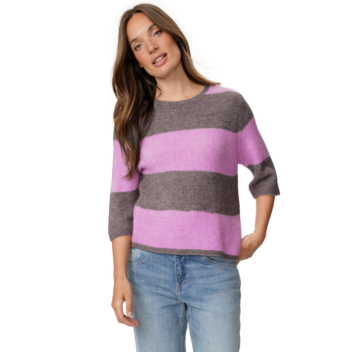 Damen Strickpullover mit weiten Ärmeln
