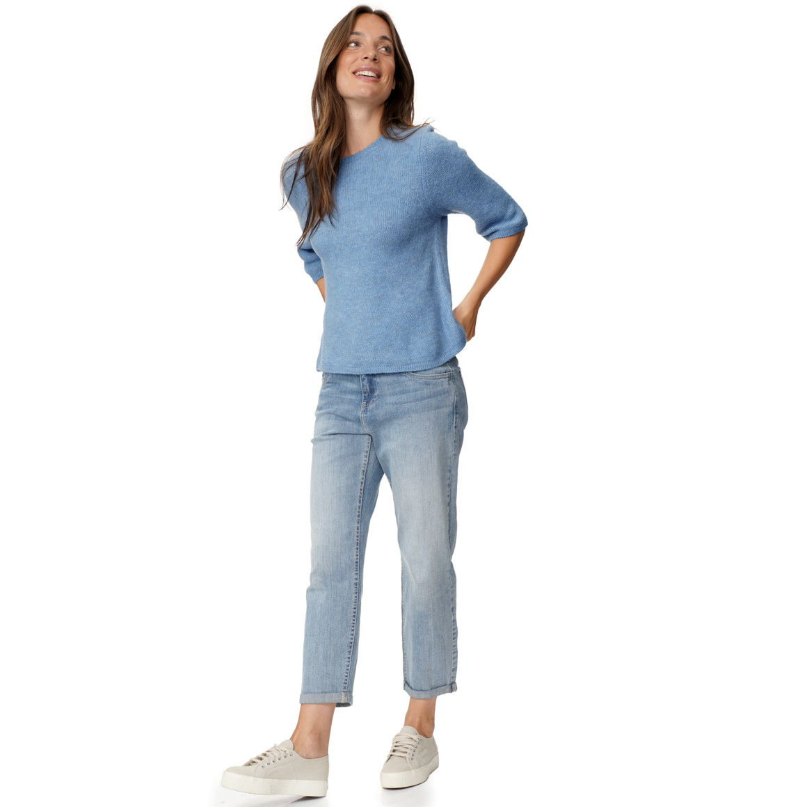 Damen Strickpullover mit weiten Ärmeln