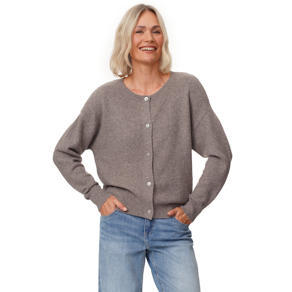Damen Strickjacke mit Knopfleiste