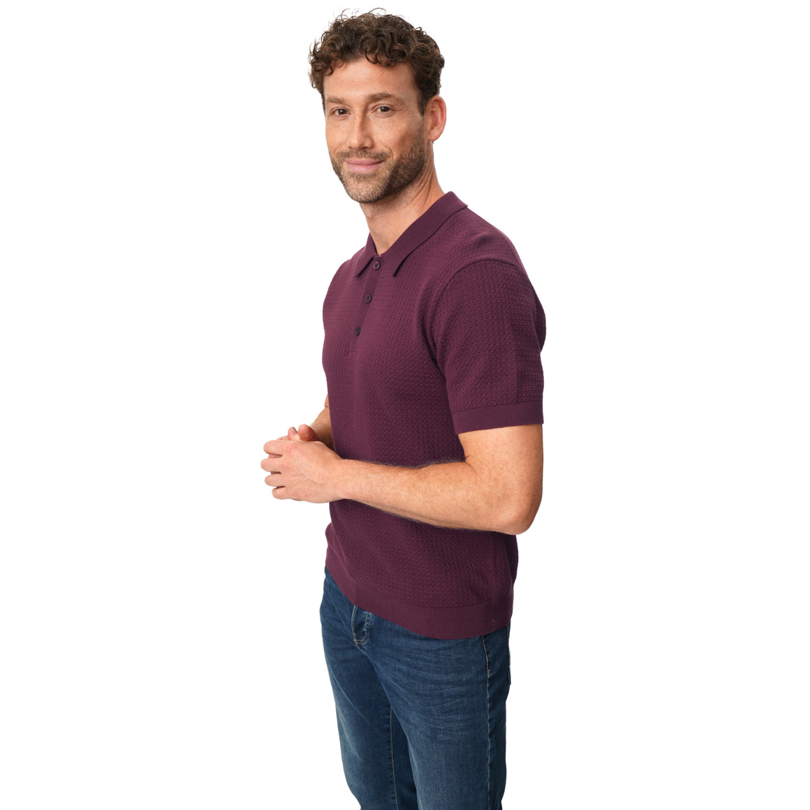 Herren Strickpoloshirt aus Baumwolle
