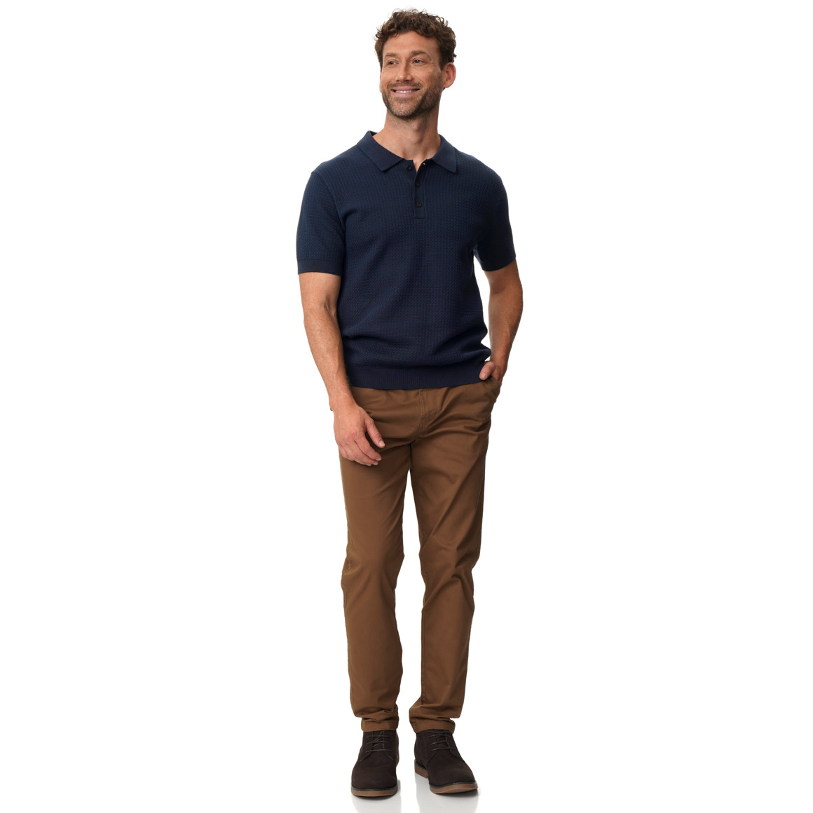 Herren Strickpoloshirt aus Baumwolle