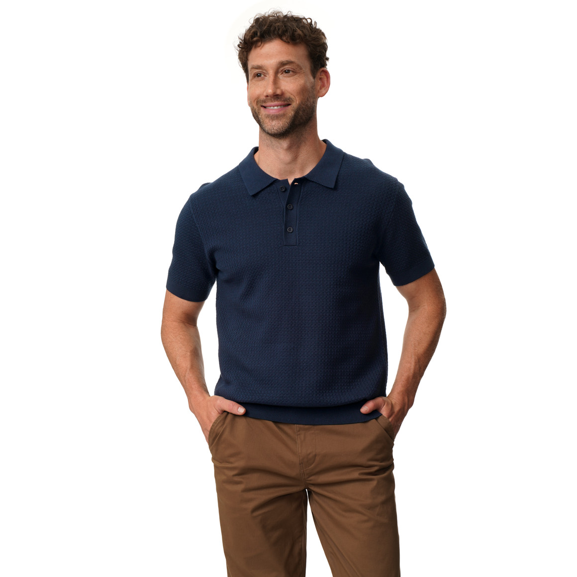 Herren Strickpoloshirt aus Baumwolle