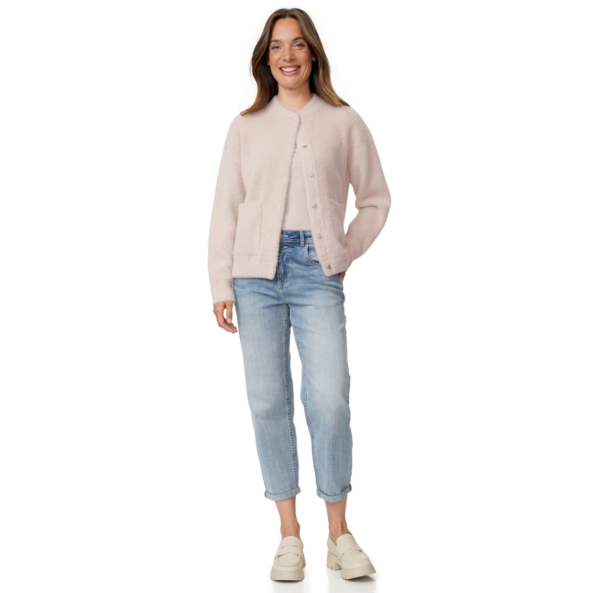 Damen Strickjacke mit Druckknopfleiste
