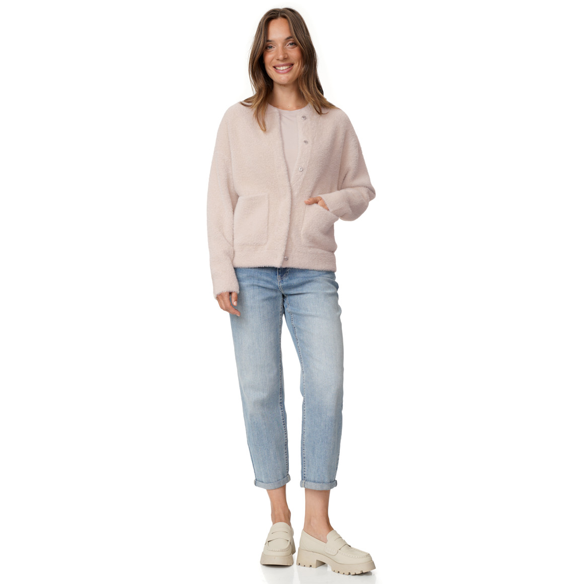 Damen Strickjacke mit Druckknopfleiste