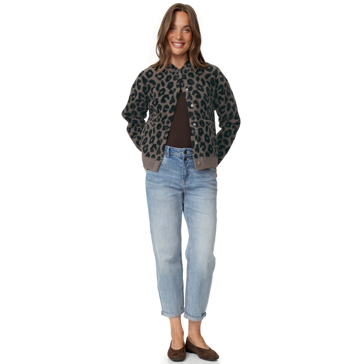 Damen Strickjacke mit Druckknopfleiste