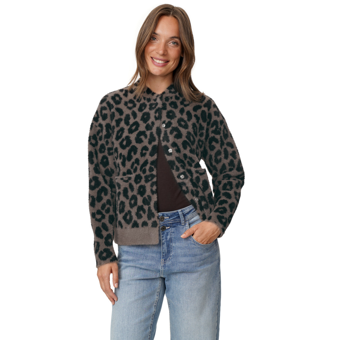 Damen Strickjacke mit Druckknopfleiste