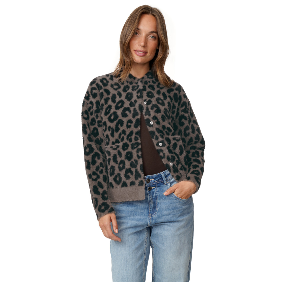 Damen Strickjacke mit Druckknopfleiste