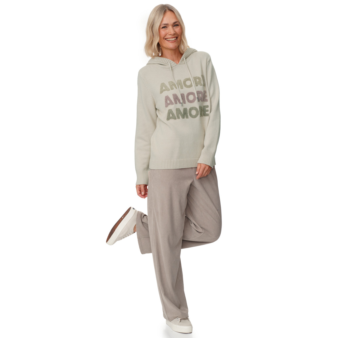 Damen Strickpullover mit Frottee-Applikation