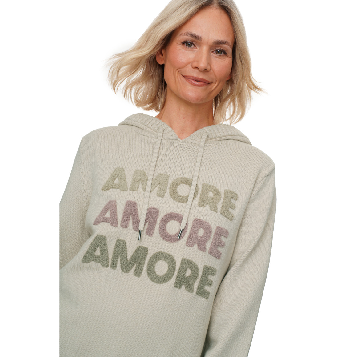 Damen Strickpullover mit Frottee-Applikation