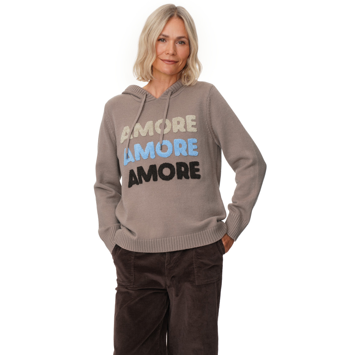 Damen Strickpullover mit Frottee-Applikation