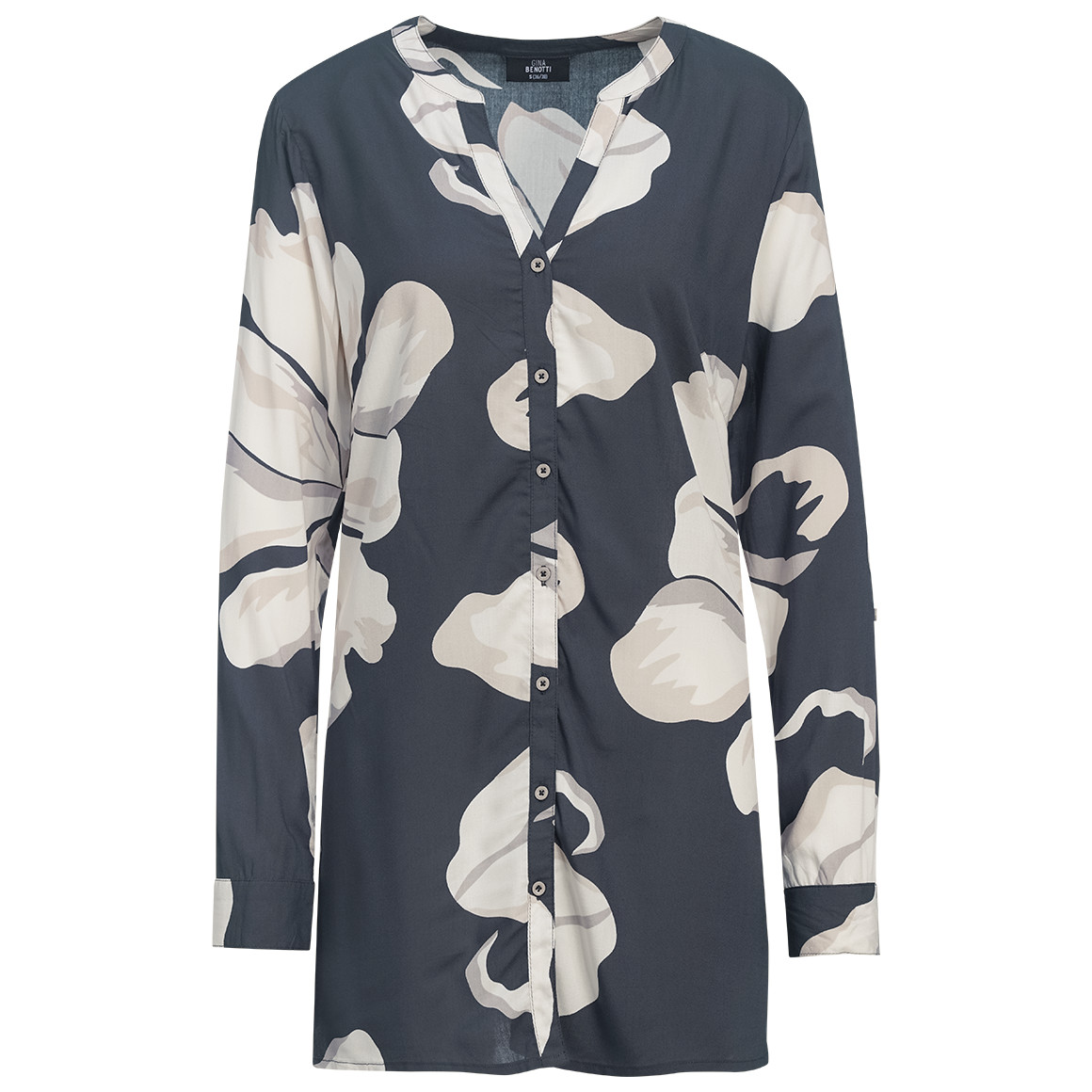 Damen Longbluse mit Turn-up-Ärmeln