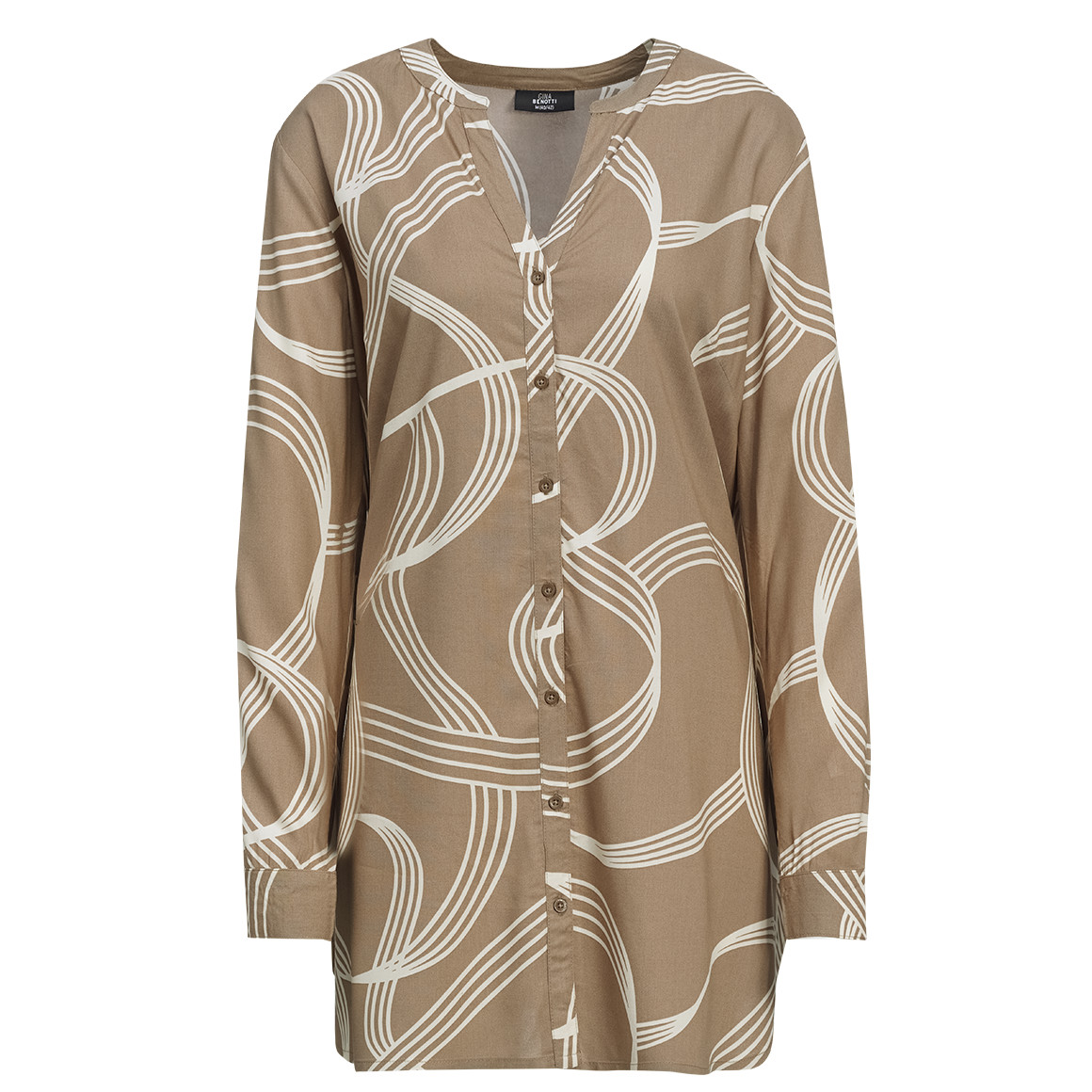 Damen Longbluse mit Turn-up-Ärmeln