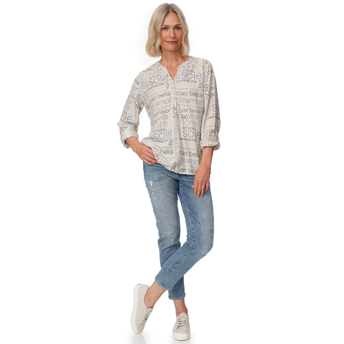 Damen Bluse mit Turn-up-Ärmeln