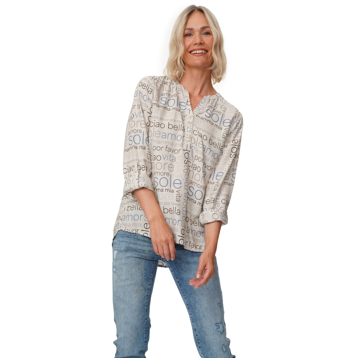 Damen Bluse mit Turn-up-Ärmeln
