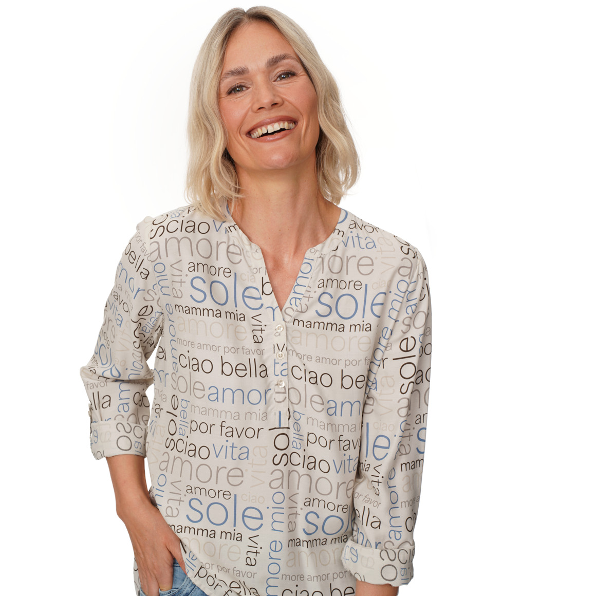 Damen Bluse mit Turn-up-Ärmeln