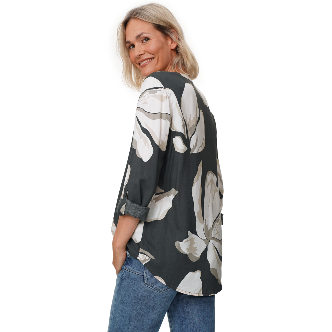 Damen Bluse mit Turn-up-Ärmeln