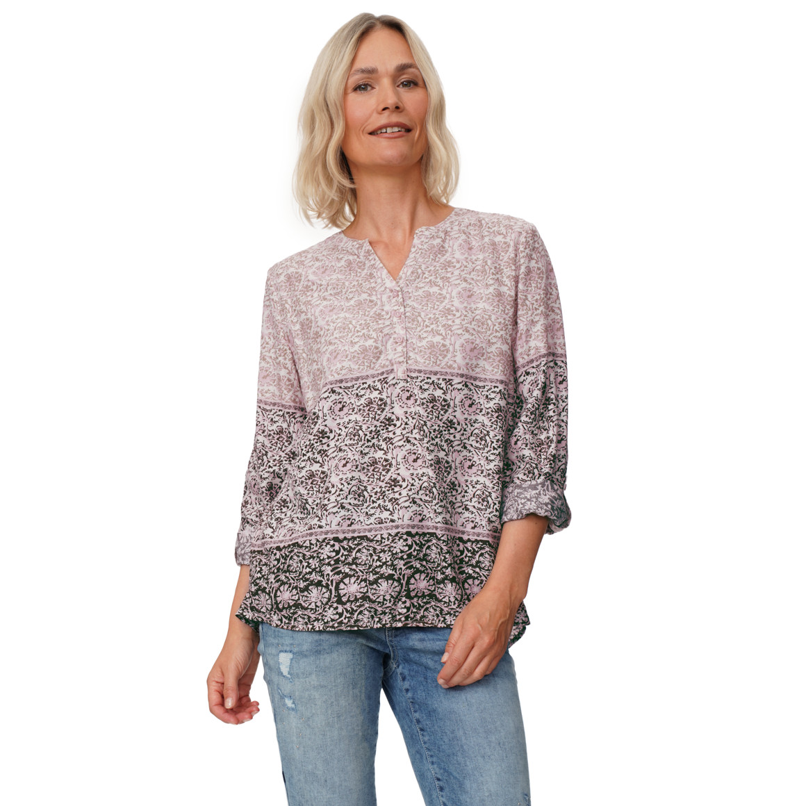 Damen Bluse mit Turn-up-Ärmeln