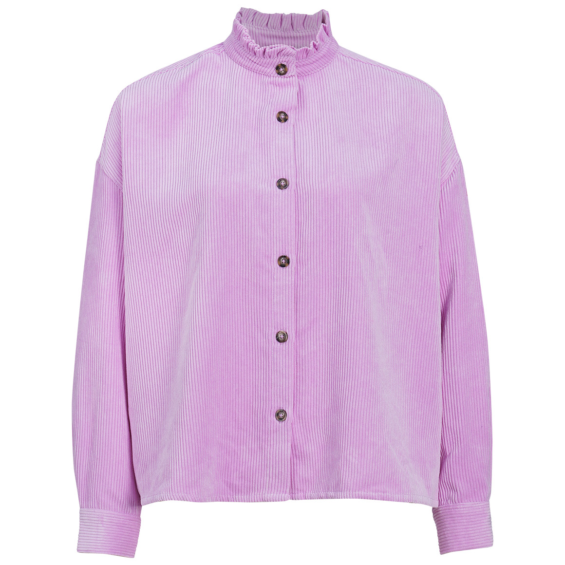Damen Cordbluse mit Rüschenkragen
