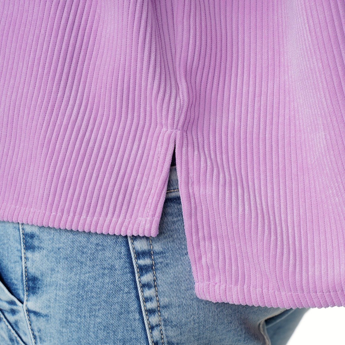 Damen Cordbluse mit Rüschenkragen