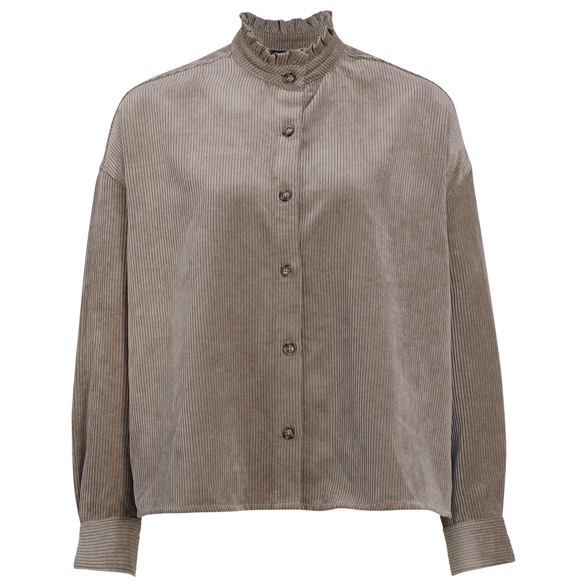 Damen Cordbluse mit Rüschenkragen