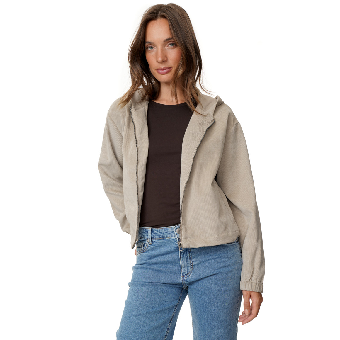 Damen Cord-Blouson mit Kapuze