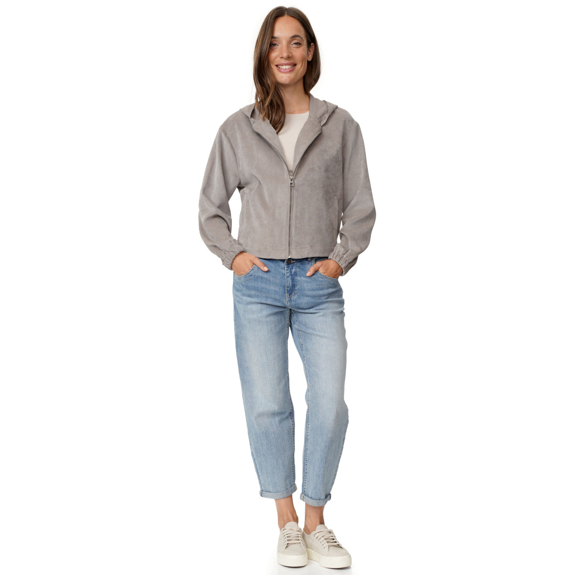 Damen Cord-Blouson mit Kapuze