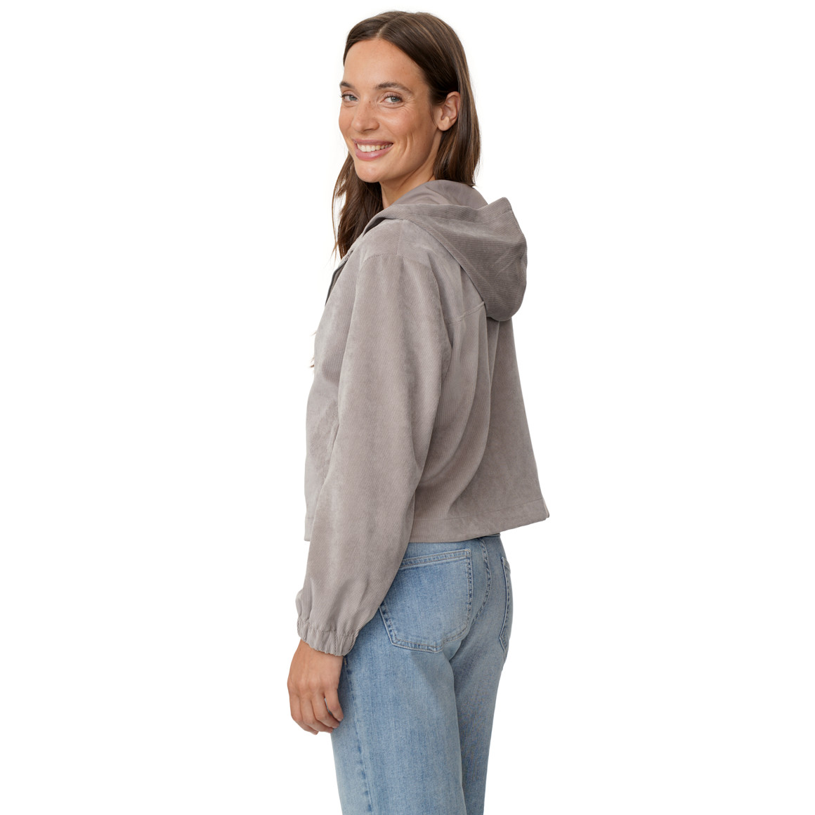 Damen Cord-Blouson mit Kapuze