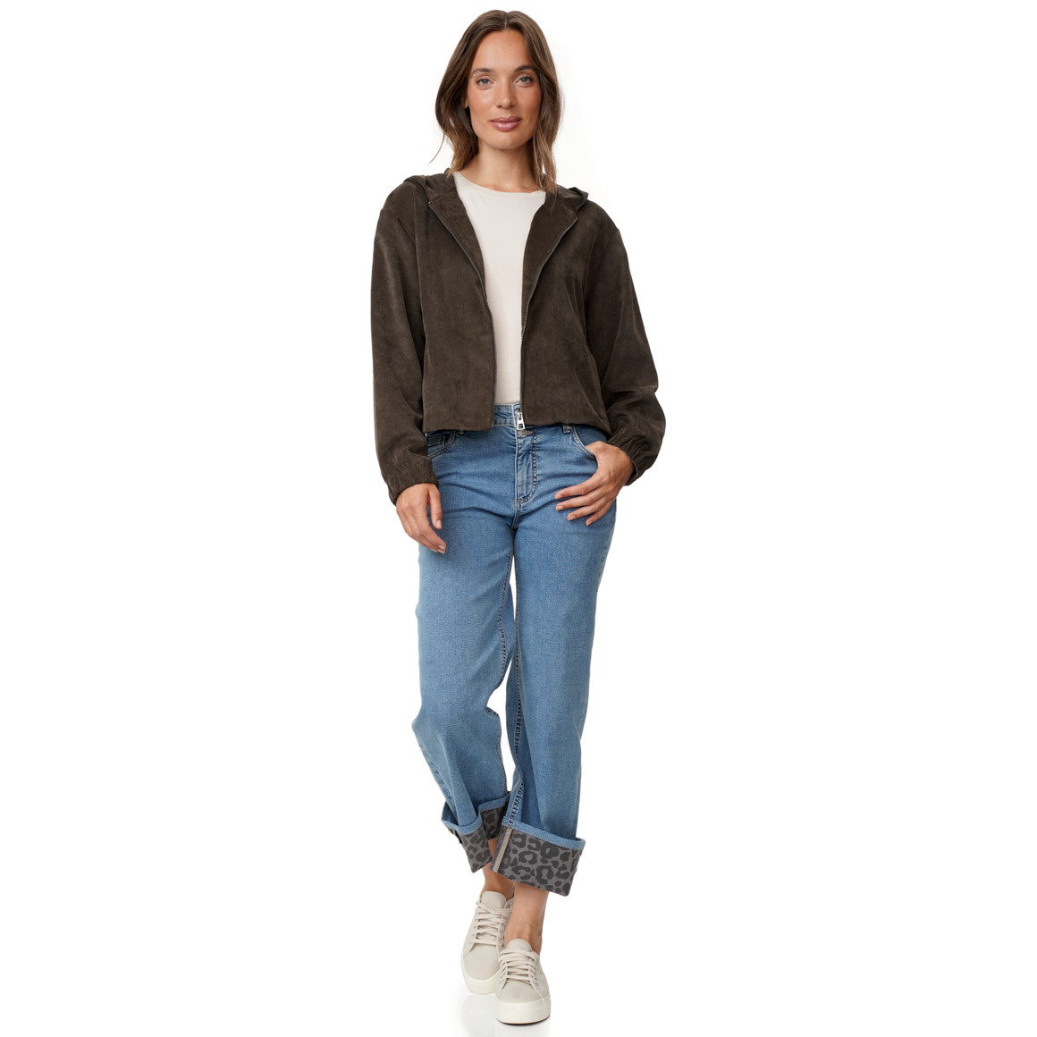 Damen Cord-Blouson mit Kapuze