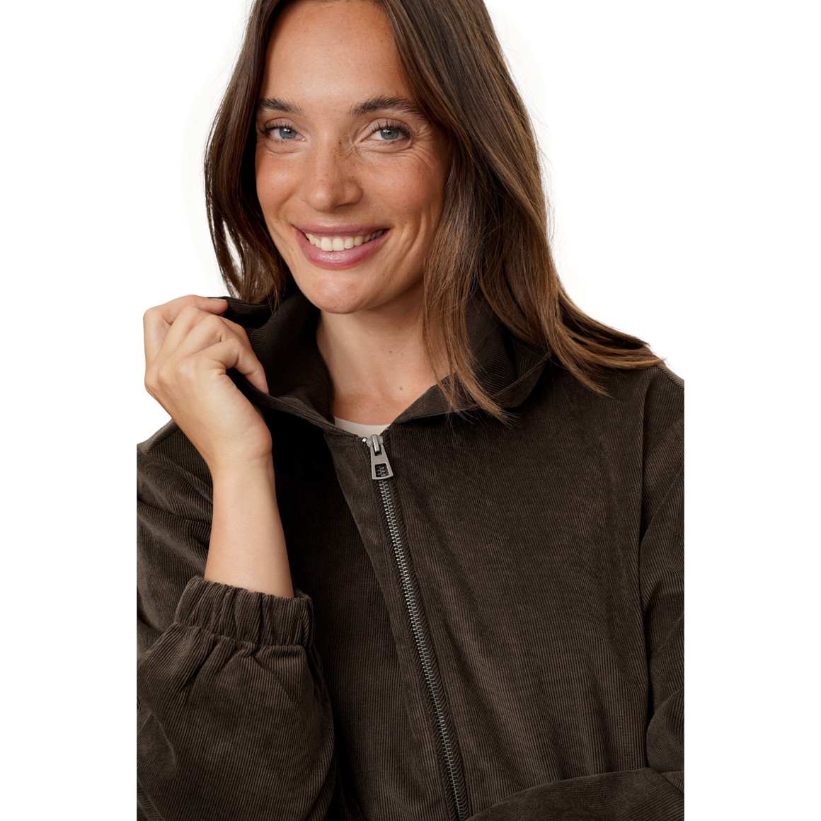 Damen Cord-Blouson mit Kapuze